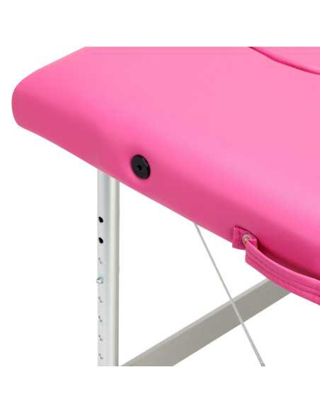Table de massage pliante confort aluminium Activ Fizjo 2 segments rose 