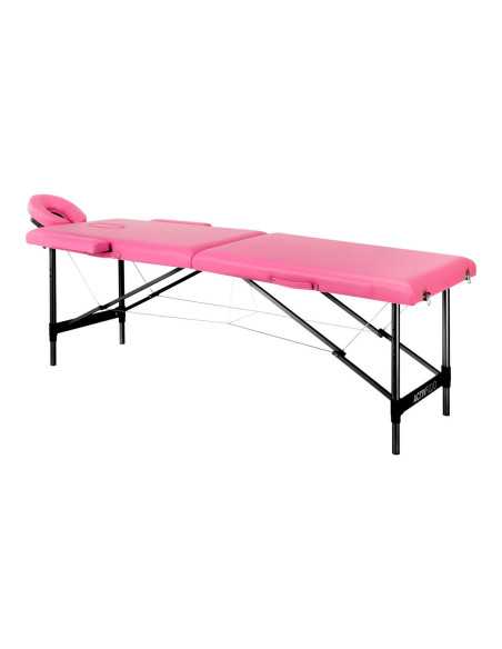 Table de massage pliante aluminium confort Activ Fizjo 2 segments aluminium rose noir 