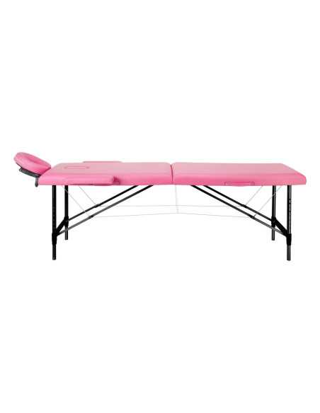 Table de massage pliante aluminium confort Activ Fizjo 2 segments aluminium rose noir 
