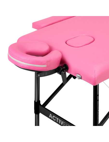 Table de massage pliante aluminium confort Activ Fizjo 2 segments aluminium rose noir 