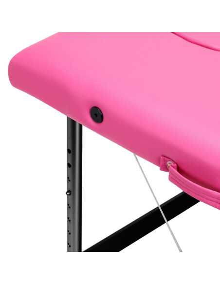 Table de massage pliante aluminium confort Activ Fizjo 2 segments aluminium rose noir 