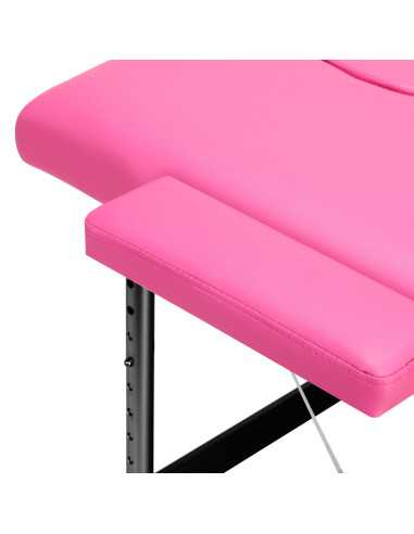 Table de massage pliante aluminium confort Activ Fizjo 2 segments aluminium rose noir 