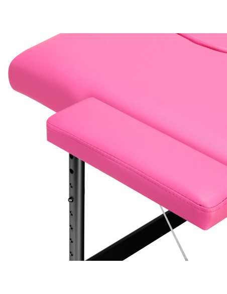 Table de massage pliante aluminium confort Activ Fizjo 2 segments aluminium rose noir 