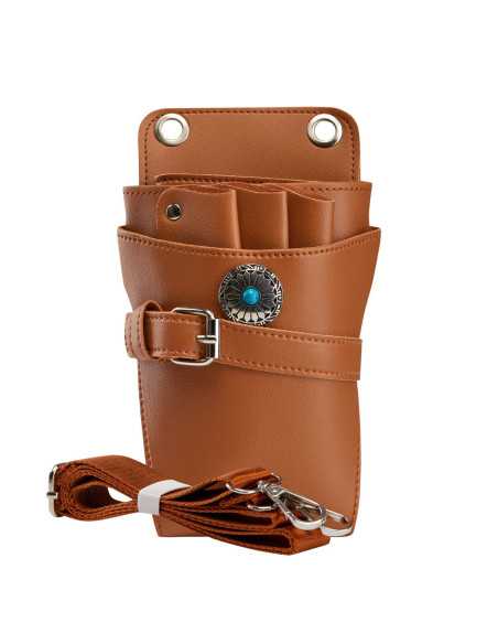 Funda cinturón para tijeras de peluquería T14 marrón 