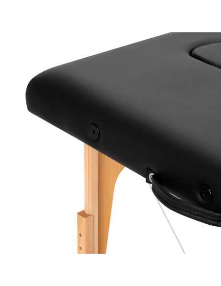 Table de massage pliante en bois Comfort Activ Fizjo Lux 2 segments 190x70 noir 