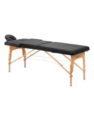 Table de massage pliante en bois Comfort Activ Fizjo Lux 2 segments 190x70 noir 