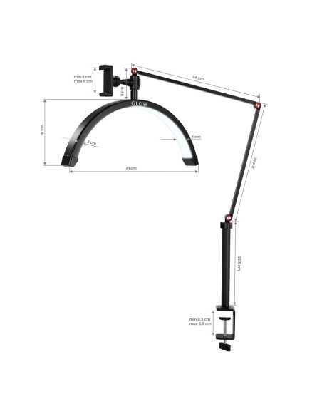 Lampa zabiegowa Glow MX3 do blatu czarna 