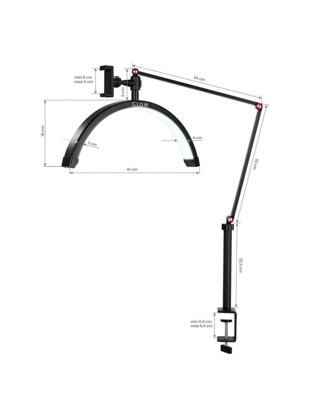 Lampa zabiegowa Glow MX3 do blatu czarna 