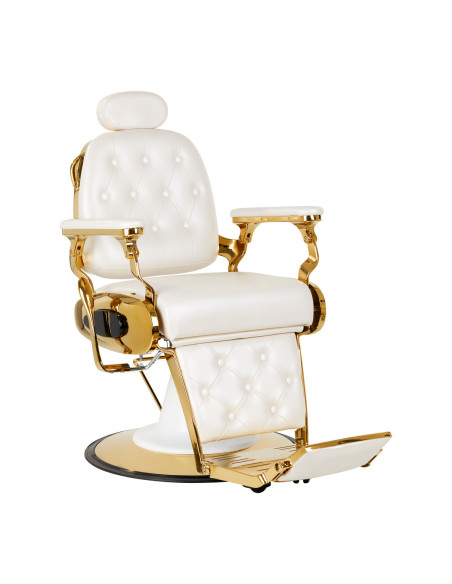 Sillón de barbero Gabbiano Francesco Gold, blanco 