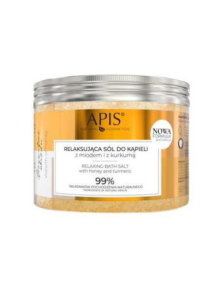 Apis bogactwo miodu, relaksująca sól do kąpieli z miodem i z kurkumą 650 g 