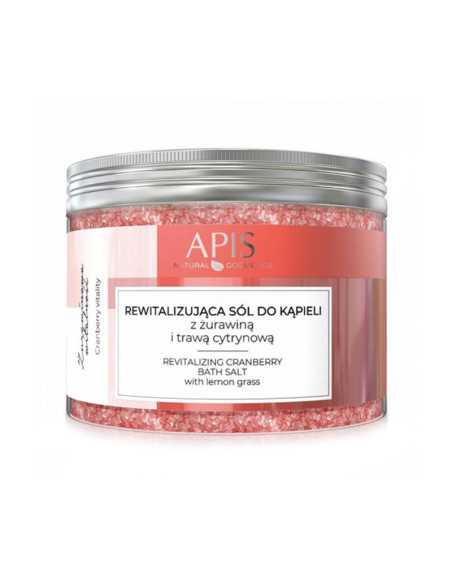 Apis żurawinowa witalność, rewitalizująca sól do kąpieli z żurawiną i trawą cytrynową, 650 g 