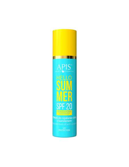 Apis hello summer aktywator spf 20, olejek do opalania ciała z karotenem 150 ml 