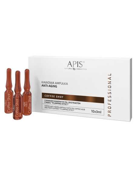 Apis coffee shot kawowa ampułka anti-aging z kwasem kawowym i ekstraktem z maku,,plumping efect 10 x 3,5 ml 