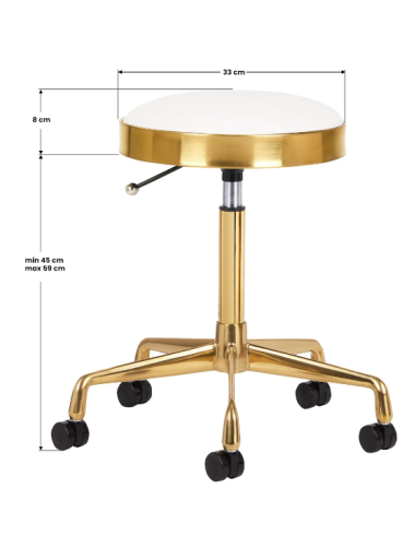 TABORET KOSMETYCZNY H4 ZŁOTY BIAŁY