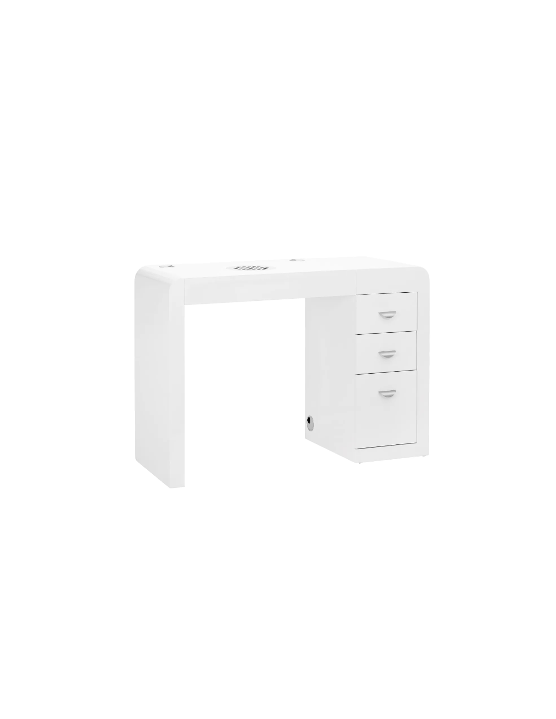Escritorio cosmético 312 con absorbedor de casete, blanco, izquierda