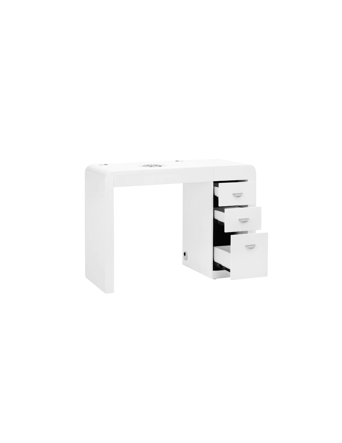 Escritorio cosmético 312 con absorbedor de casete, blanco, izquierda