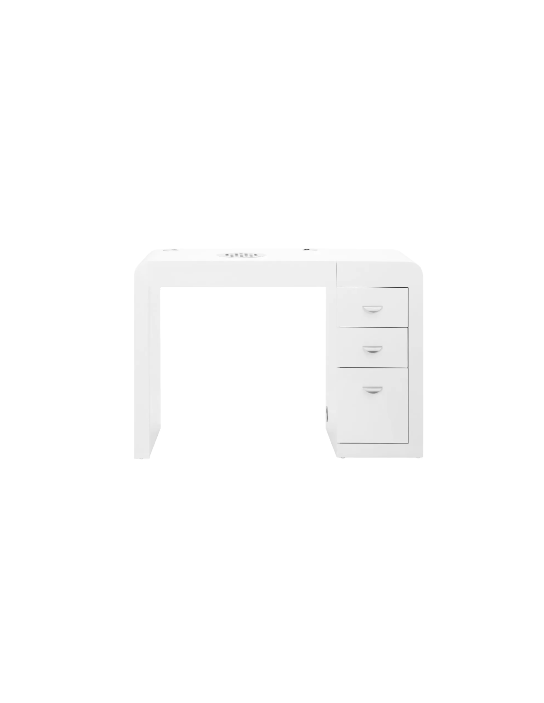 Escritorio cosmético 312 con absorbedor de casete, blanco, izquierda