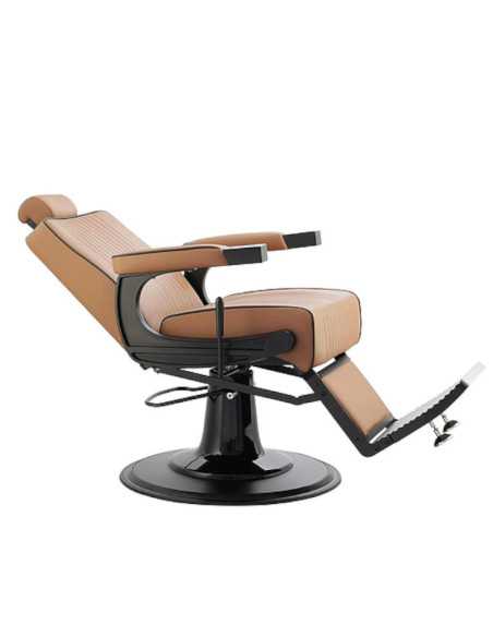 Romanos Friseurstuhl in Kamel und Mattschwarz 