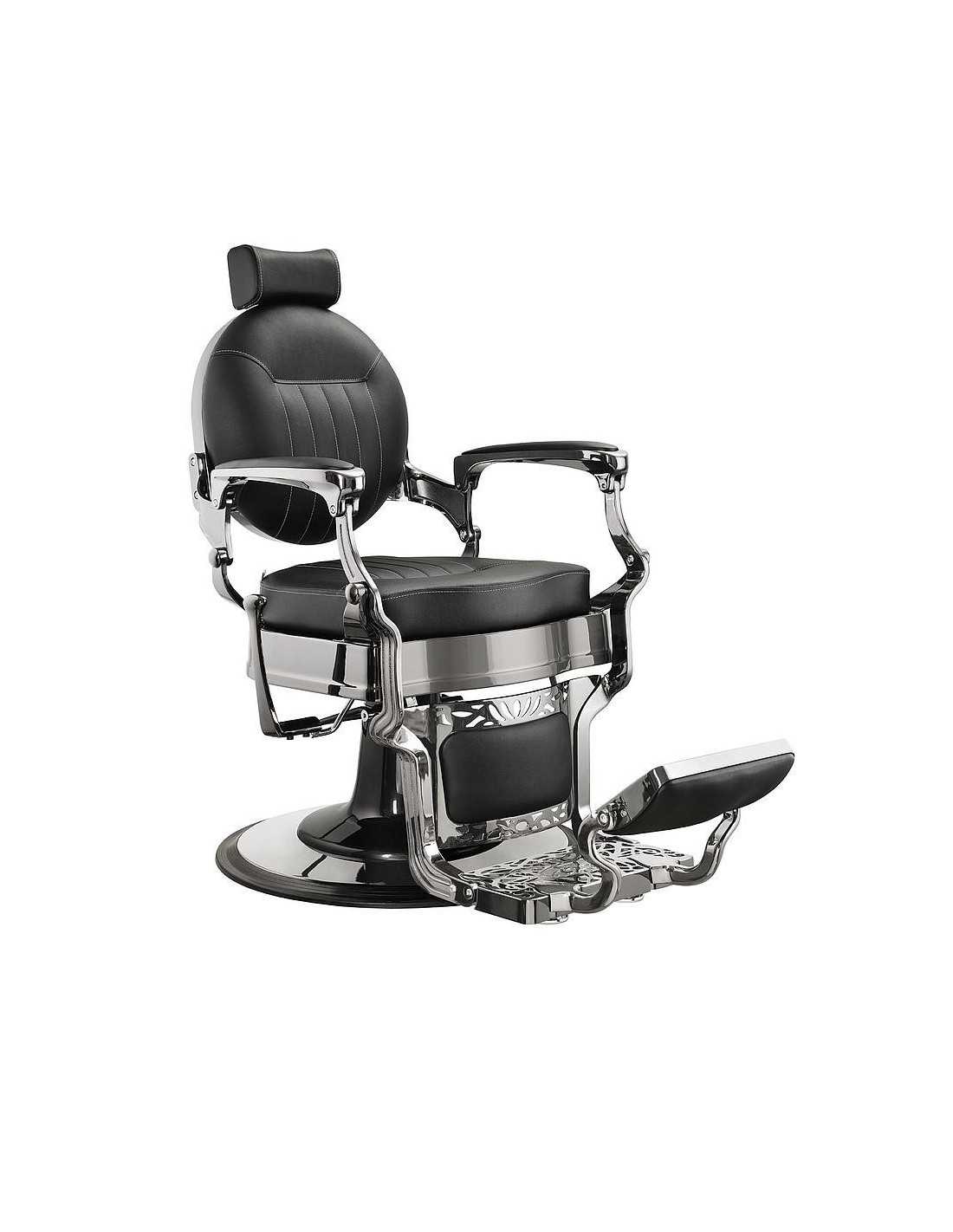 Cadeira de barbeiro Syracuse Silver – Elegância metálica e desempenho profissional