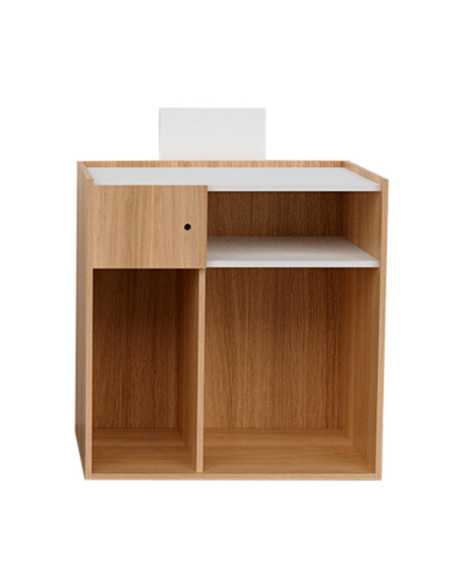 Oak wood reception desk - white decor