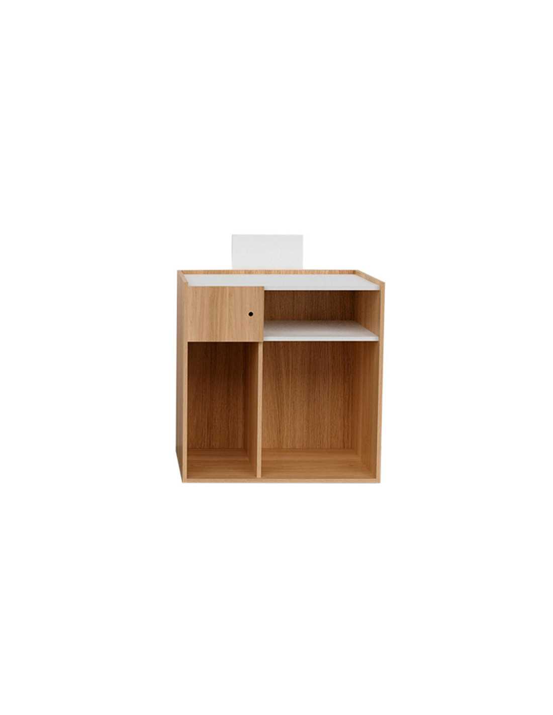 Mostrador de recepción de madera de roble - decoración blanca