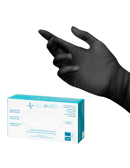 All4med jednorazowe rękawice diagnostyczne nitrylowe czarne XL 10 x100szt  
