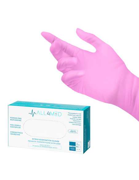 All4med jednorazowe rękawice diagnostyczne nitrylowe różowe S 10 x100szt 