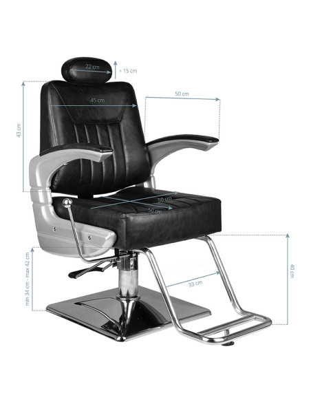 Fauteuil de barbier hair system sm182 noir 