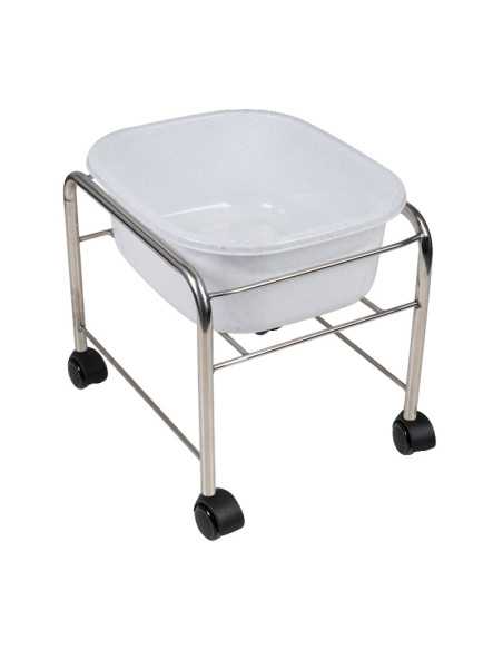 Brodzik do pedicure prosty z kółkami chrom 