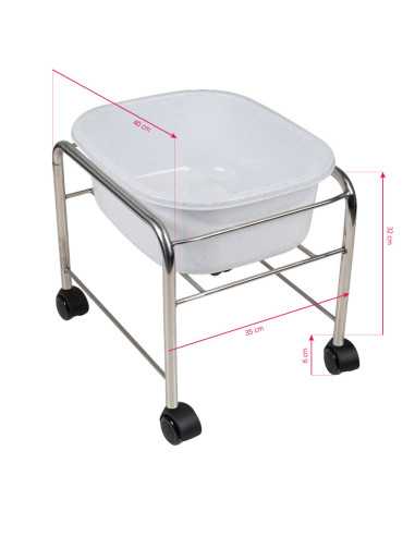 Brodzik do pedicure prosty z kółkami chrom 