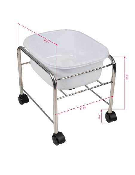 Brodzik do pedicure prosty z kółkami chrom 
