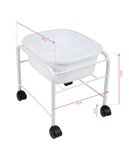 Brodzik do pedicure prosty z kółkami biały 