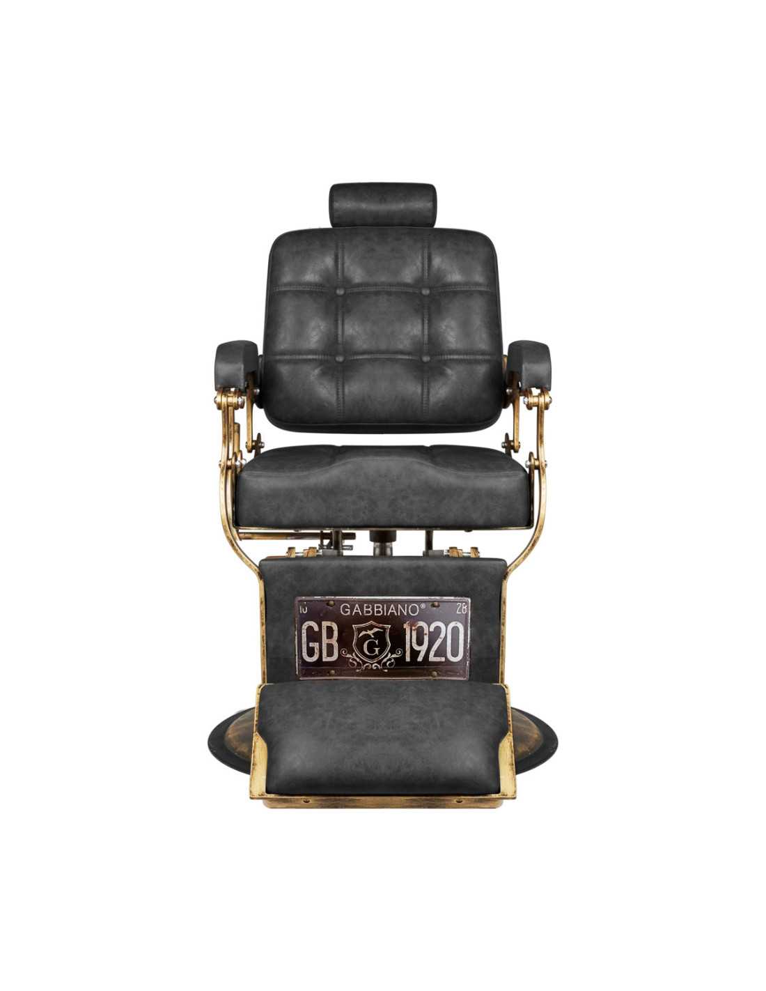 Poltrona da barbiere Gabbiano Boss HD Vintage in pelle, nera