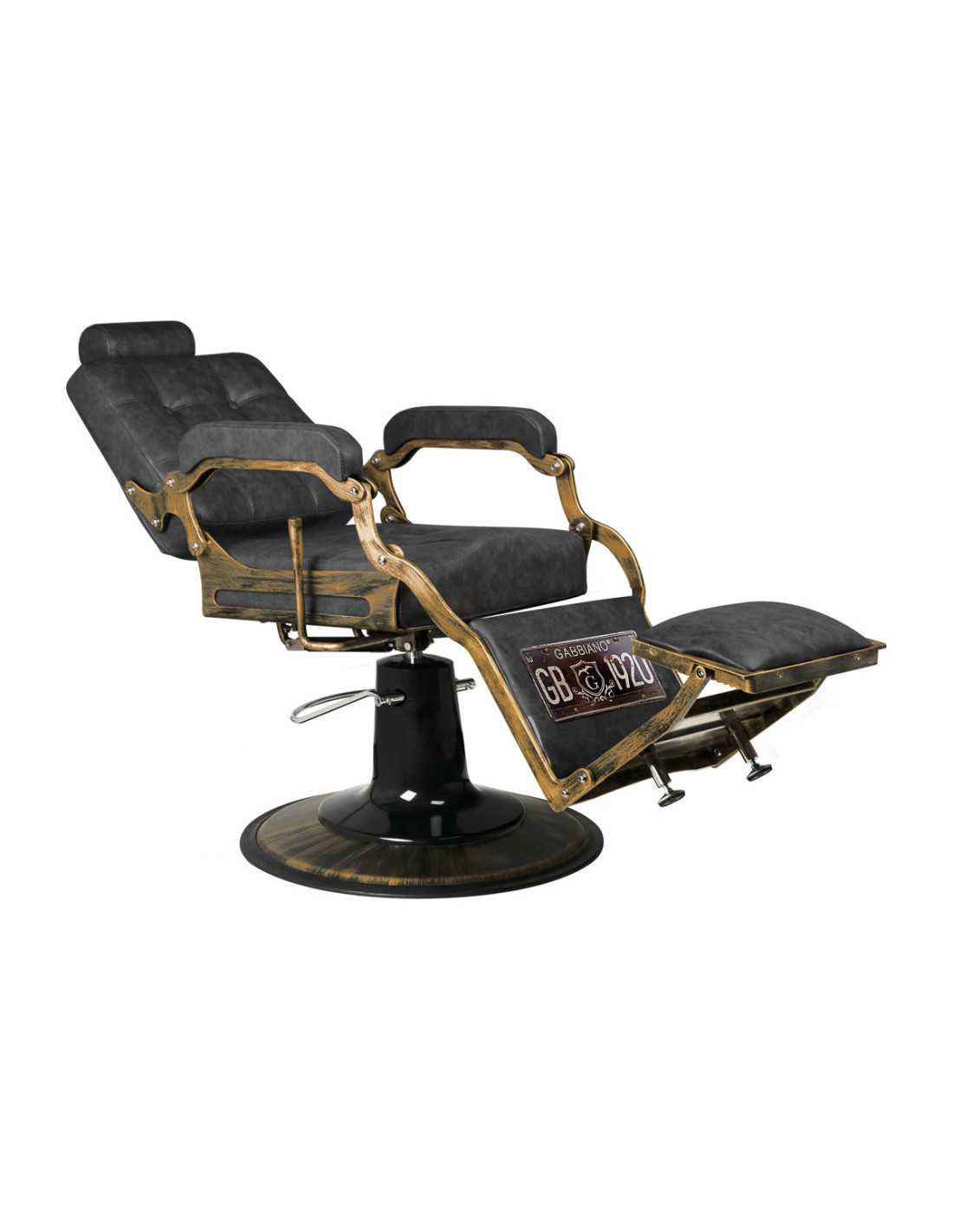 Gabbiano Boss HD Vintage leren kappersstoel, zwart