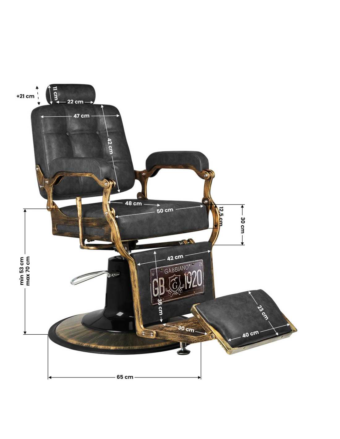 Gabbiano Boss HD Vintage leren kappersstoel, zwart