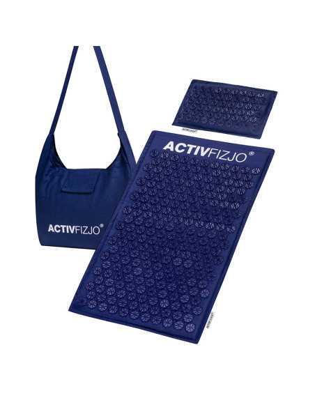 Mata do akupresury ActivFizjo premium natural granatowa z poduszką 