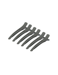 Klamry klipsy fryzjerskie do włosów E-12B 6 szt. 11,5 cm szare 
