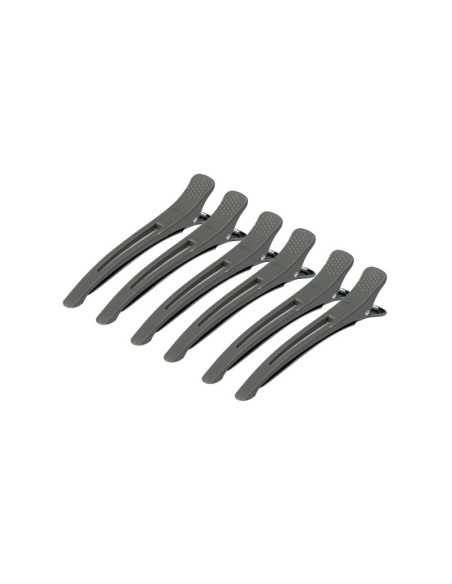 Klamry klipsy fryzjerskie do włosów E-12B 6 szt. 11,5 cm szare 