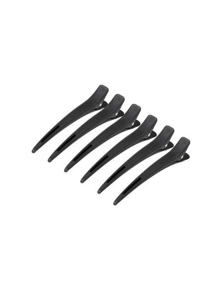 Klamry fryzjerskie do włosów Carbon E-15 6 szt. 11,5 cm czarne 