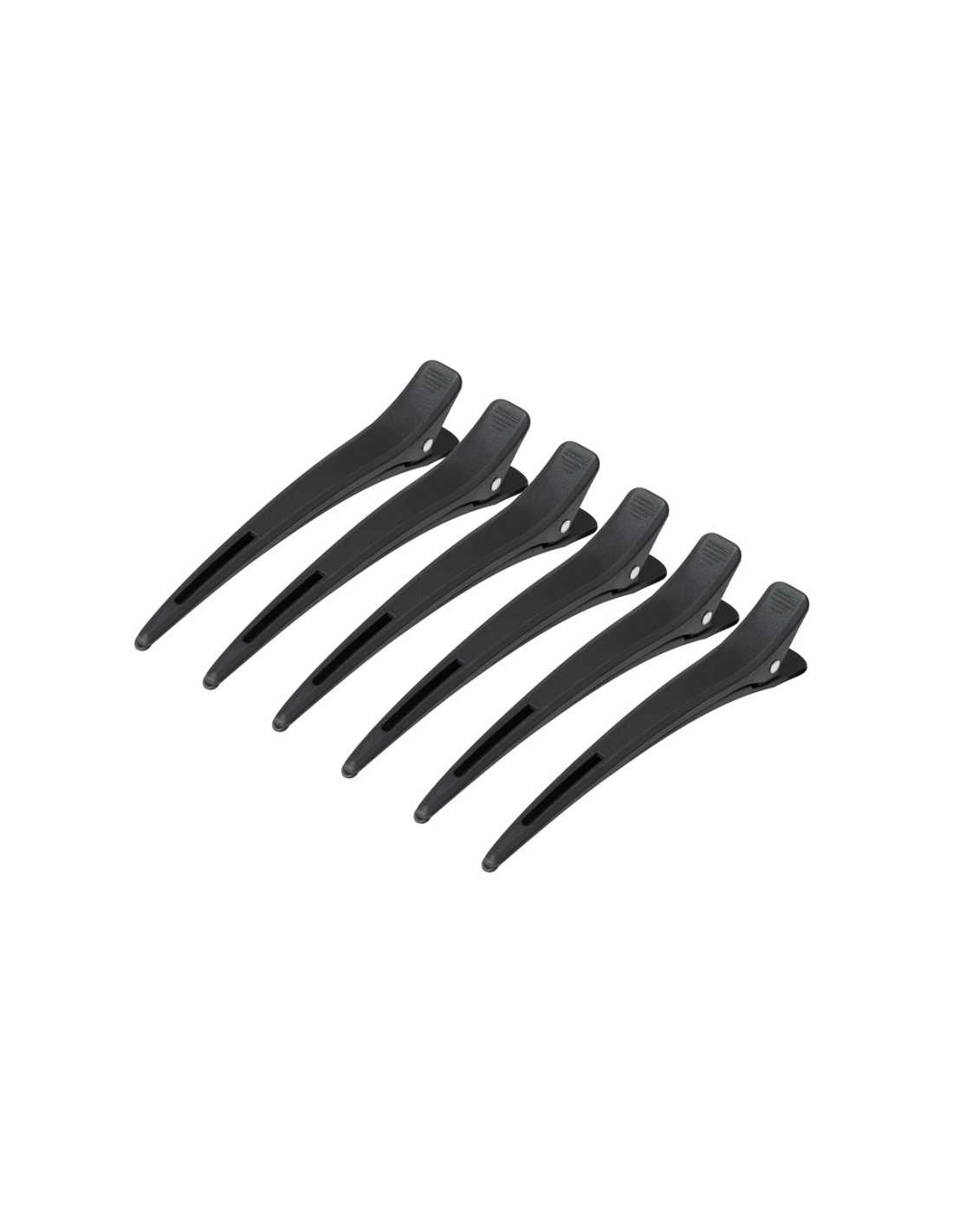 Klamry fryzjerskie do włosów Carbon E-15 6 szt. 11,5 cm czarne 