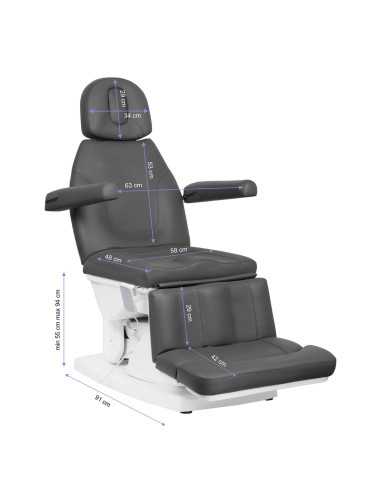 Sillón cosmético podológico Kate, eléctrico, 4 motores, color gris