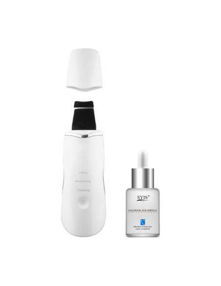 Urządzenie Mini Skin Scrubber white pearl + Syis ampułka z kwasem hialuronowym 15 ml 