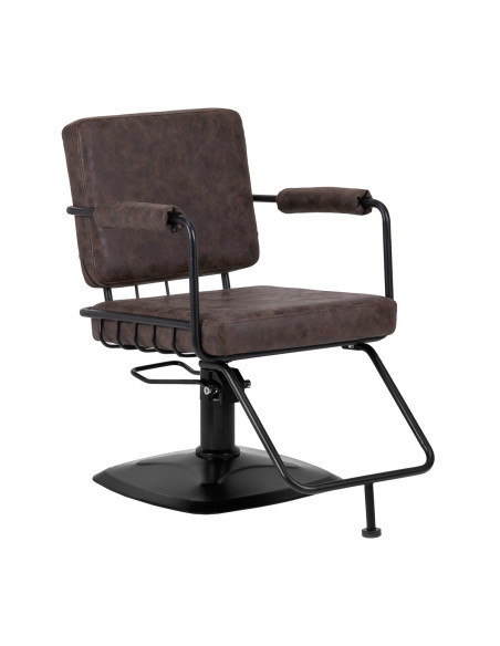 Gabbiano catania loft old fauteuil de coiffure en cuir, marron foncé {attributes}