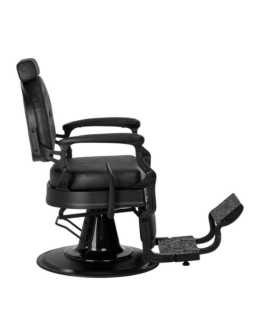 Sillón de barbero Cavalese negro: estilo Chesterfield y comodidad profesional