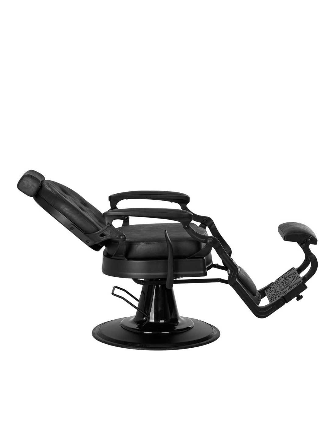 Sillón de barbero Cavalese negro: estilo Chesterfield y comodidad profesional