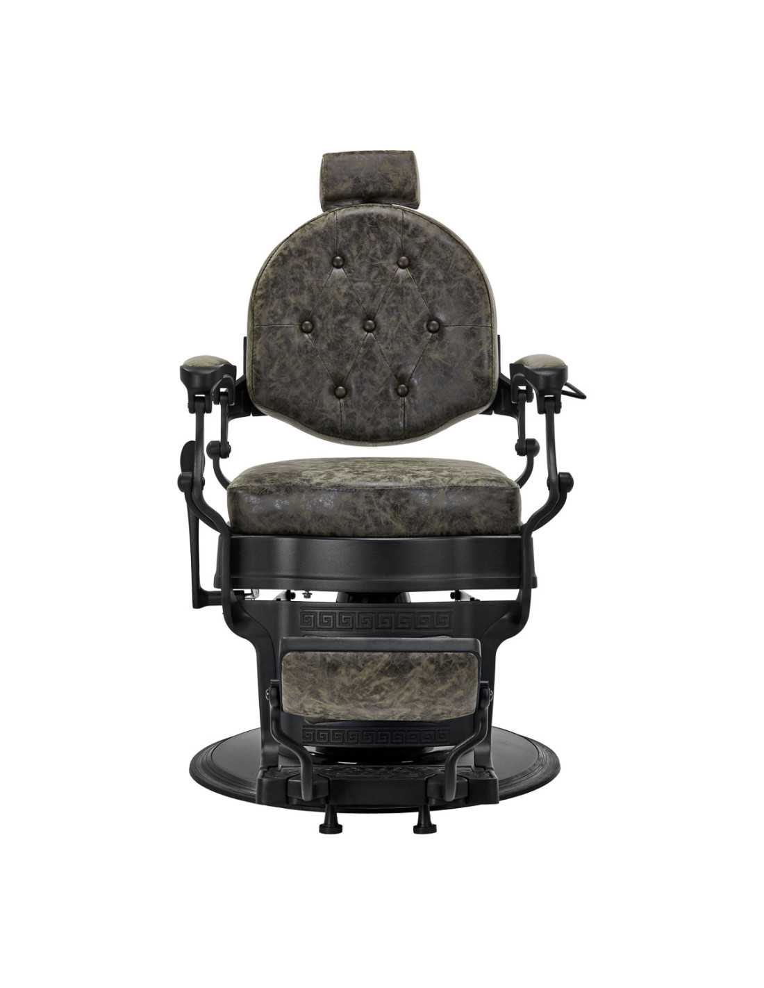 Cadeira de barbeiro Cavalese em couro verde antigo – Ambiente retrô e design industrial