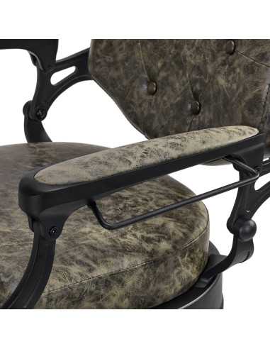 Poltrona da barbiere Cavalese in pelle verde antico – Atmosfera retrò e design industriale