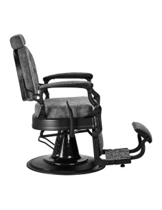 Fauteuil barbier cavalese vieux cuir gris vue de profil