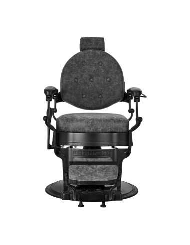 Silla de barbero cavalese antigua vista frontal de cuero gris