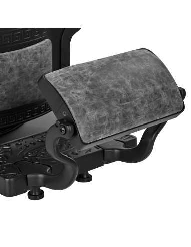 Sillón de barbero Cavalese cuero gris antiguo vista zoom reposapiés